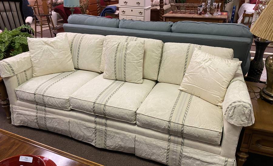 Harden Galleries Cream Striped Sofa Auction | Crowning Touch Auction Gallery